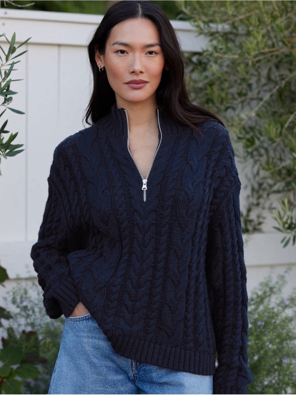 Jenni kayne cable knit quarter zip